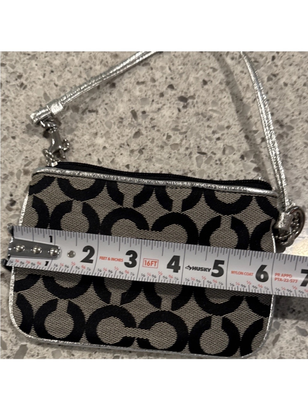 COACH Black & Silver Signature Logo Wristlet - Picture 6 of 6